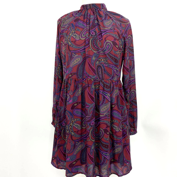 BB Dakota Dresses & Skirts - Jack by BB Dakota Dress Womens Small Burgundy Mini Paisley Long Sleeve Lined